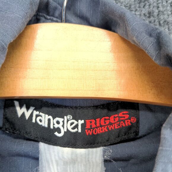 Wrangler Riggs Button Down Shirt Mens Large Long Sleeve Gray Chest Pocket Casual - Picture 9 of 12